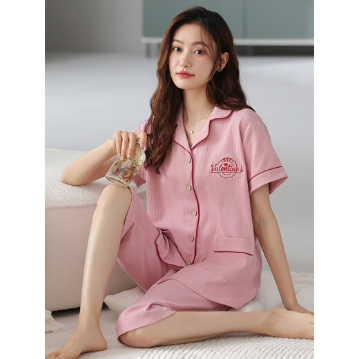 Catman (Miiow) 2025 Nuevo pijama para mujeres en verano Pantalones de manga corta Pantalones de manga corta Summer suelto de cárdigan de tamaño grande para el hogar NX9871 M