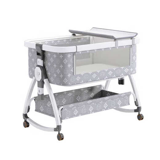 Camino para bebés Cama grande Bed BB Cama plegable Mesa de pañales de levantamiento móvil portátil Cuna Tuya Aluminio Aleación Estandaridad Palma de coco Látex Almohadilla