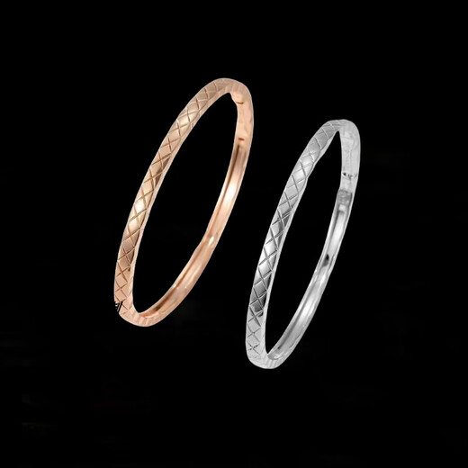 Wei Ci 18K rose gold narrow version COCO rhombus pattern full diamond bracelet platinum without diamonds fine version rhombus women AU750 18K gold without diamonds