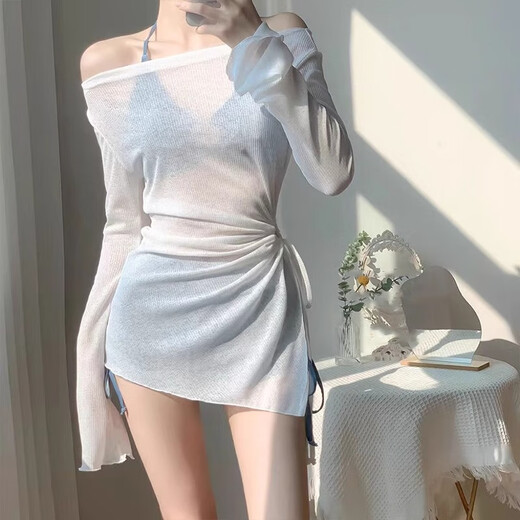 
Jin Bingsheng swimsuit women's small size split sunscreen shirt three-piece set conservative and slim hot girl new retro hot spring denim swimsuit [upgrade] blue [three-piece set of sunscreen] one-size [suggested 70-120 Jin [Jin equals 0.5 kg]]