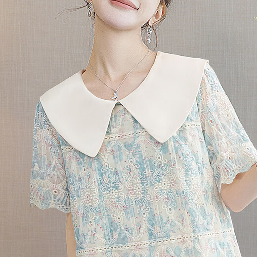 
Cypress doll collar dress 2025 summer new women's lace design loose waist temperament short skirt