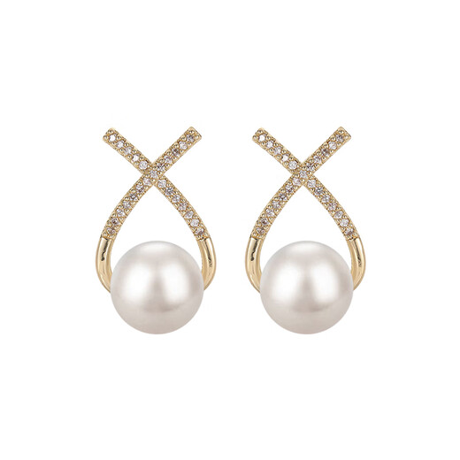 QPQK natural 100% freshwater pearl earrings 2025 new light luxury high-end temperament earrings women's gold earrings freshwater pearl earrings 8mm