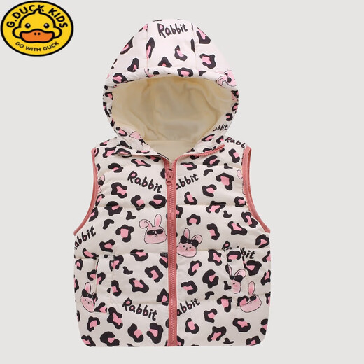 G.DUCKKIDS children's down cotton vest autumn and winter new style small and medium-sized children's floral hooded vest male and female baby warm vest jacket blue bear 120 height 110-115cm age 5-6 years old