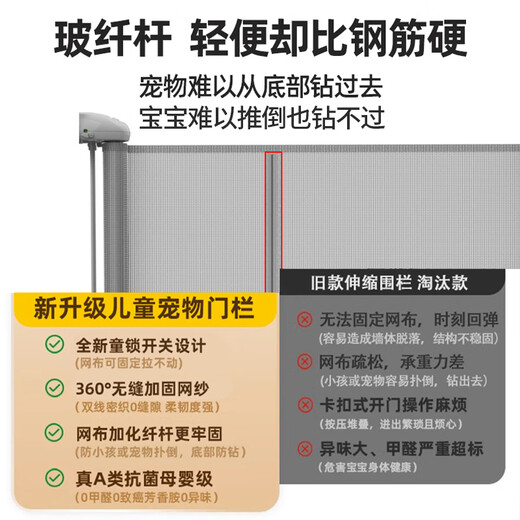 PROBEBI 宝诺·贝比楼梯口防护栏儿童安全门婴儿宝宝围栏伸缩防猫狗门栏宠物隔离栅栏 高86*宽110cm送免打孔+打孔配件