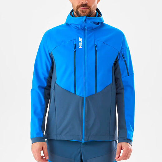 Senderismo de mijo, senderismo, esquí, escalada en roca, a prueba de viento, impermeable, transpirable, chaqueta de concha suave de 3 capas cálida MIV9905 N3176-Denjean Blue_light Blue S