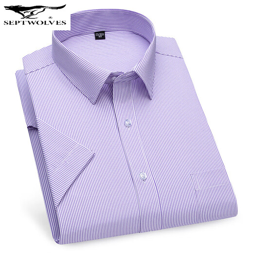 Sept loups 2025 Summer de la chemise à manches courtes pour hommes d'âge moyen pour les affaires usure formelle de qualité sans repasser la chemise haut de gamme de coton de qualité coton DX6623 38