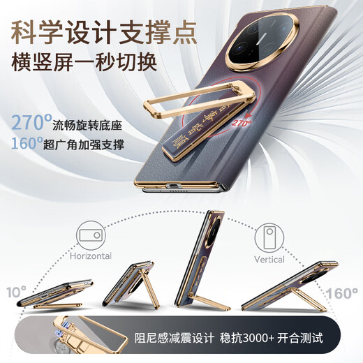 宜客爱【进口小羊皮】适用华为matex6手机壳matex5翻盖旋转腕带支架保护套男女新款诸事顺利全包防摔超薄 【龙纹诸事皆顺石墨】腕带支架+翻盖皮套+智能视窗 华为 Mate X5