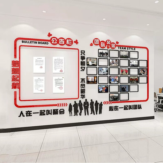 承琉公告栏墙贴团队风采照片展示公司企业励志文化布置办公室墙面装饰 3879A亚克力 大