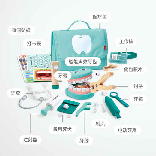 Hape宝宝过家家玩具情景模拟仿真学习刷牙微笑牙医诊所套E3227