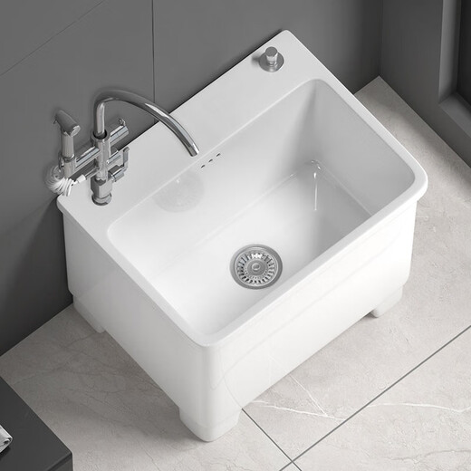 TOTO2025 Neues Balkon waschen Mop Pool Keramik mit Wasserhahnloch integriert hohe Fußhaushalte Badezimmer Mop Pool Floor Basin 13751x35 Konsole + Sitzgelegenheiten universelle Single -Kühlung