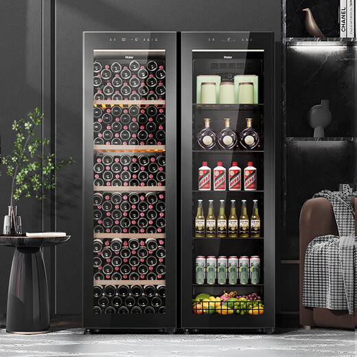 Haier ice bar home living room office single-door mini refrigerator 136/167 liters transparent glass display vertical beverage tea refrigerator fruit fresh cabinet first-class energy efficiency 378 liters exclusive version fully refrigerated ice bar model丨air-cooled and frost-free丨1.92 meters high