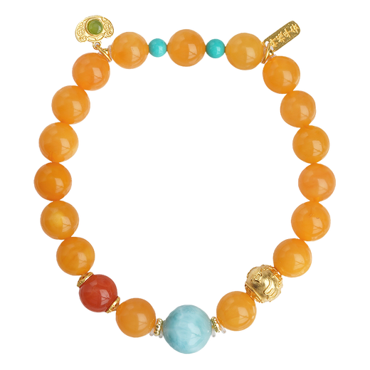 Potala Palace Beeswax Sea Pattern Heather Red Bracelet for Men and Women 925 Silver Inlaid with Hetian Jade Aquamarine Bracelet as a Gift for Your Girlfriend