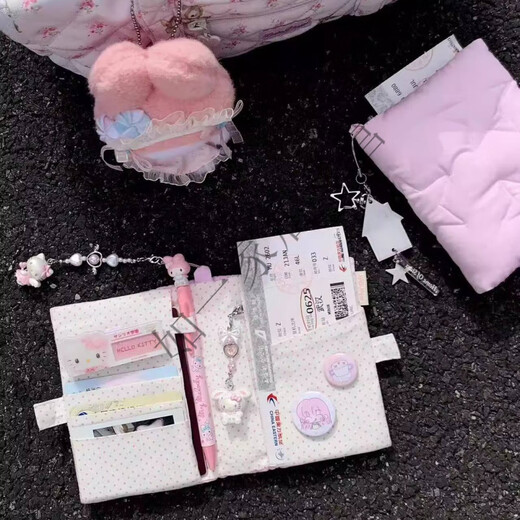 Korean star fabric passport holder ins girly heart multifunctional overseas travel ticket ID document storage bag star passport holder blue