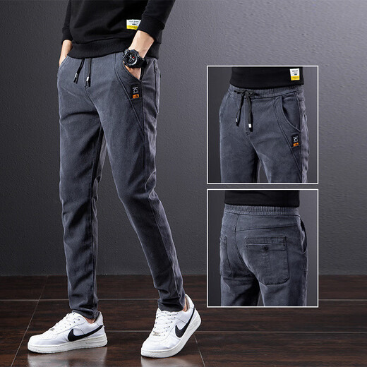 Work pants for men, wear-resistant, loose elastic, spring and autumn construction site tear-proof denim overalls, labor protection work pants, K3 gray, high quality, 3XL 150-160Jin Jin is equal to 0.5 kg