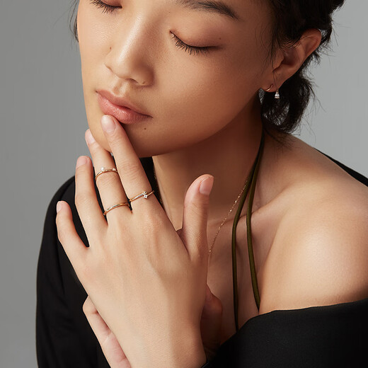 Kawamori RandomCrush briefly encounters 14K gold ring light luxury niche design tail ring for women gold 9# Hong Kong code 14K gold