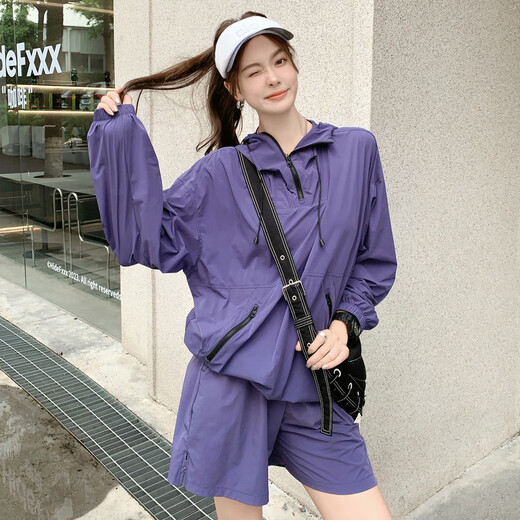 Meiyang Glacier set casual informal con capucha con capucha caladeras superiores top set de dos piezas M