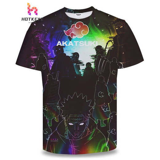 Yamamori Nanshi 2025 short-sleeved Naruto anime series T-shirt 3D printed trendy casual top Uchiha Itachi seal TXU1506 S suitable for 80-90Jin [Jin equals 0.5 kg]