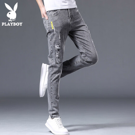 Playboy (Playboy) Straight Hosen Herren Jeans Fashion Mode koreanische Stil Slim Hosen Männer vielseitiger lässige, Solid Color Hosen Herren x-2146HH6636 Black 31