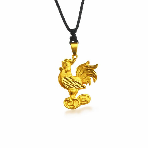 Qiansheng Yuan Lao Phoenix 999 original braided gold-plated rooster pendant 12 zodiac rooster coin necklace Vietnam sand gold male chicken Lao Fengxiang quality