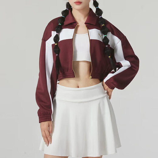 彪马（PUMA）g套装女装 金标运动服 短款针织外套夹克 加绒保暖跑步长裤休闲裤 633795-96+685334-01 S