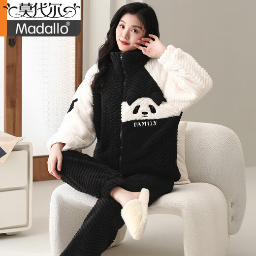Les pyjamas de marque modale pour les femmes en automne et en velours de corail d'hiver plus en velours épaissis peuvent être portés avec des vêtements de flanelle à glissière de grande taille 9715 Jacquard Velvet M [80-100jin recommandés [Jin équivaut à 0,5 kg]]]