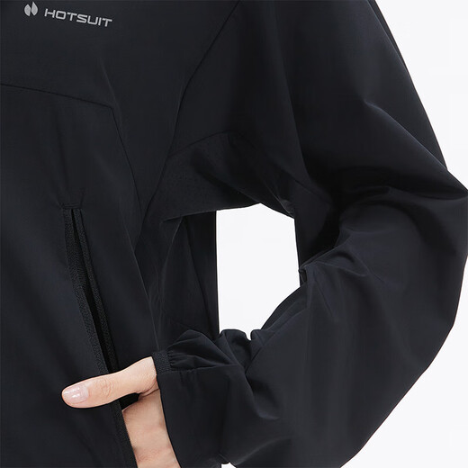 HOTSUIT rear show ice-sensing outdoor sun protection clothes for women 2025 summer new UPF50+ ice silk elastic sun protection clothes hooded jacket Black L