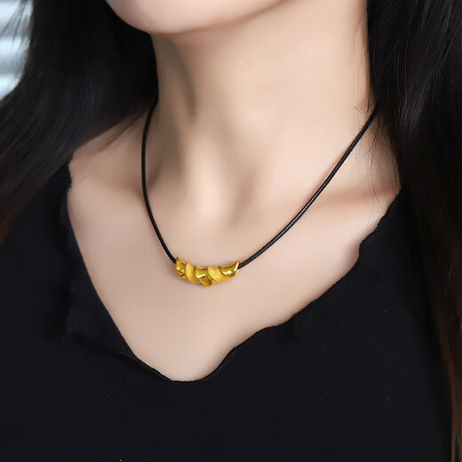 Weici 3D hard gold men's and women's pendant gold bamboo tubular horn necklace pure gold 999 horn pure gold pendant necklace small version 2.27 grams