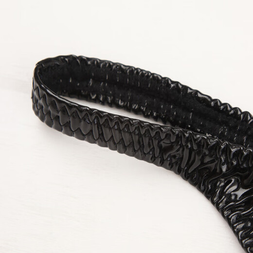 Men's front hollow underwear, sexy bright leather men's thong underwear, iron ring, mid-low waist T-shaped underwear, elastic men's thong underwear, black 1 pair L