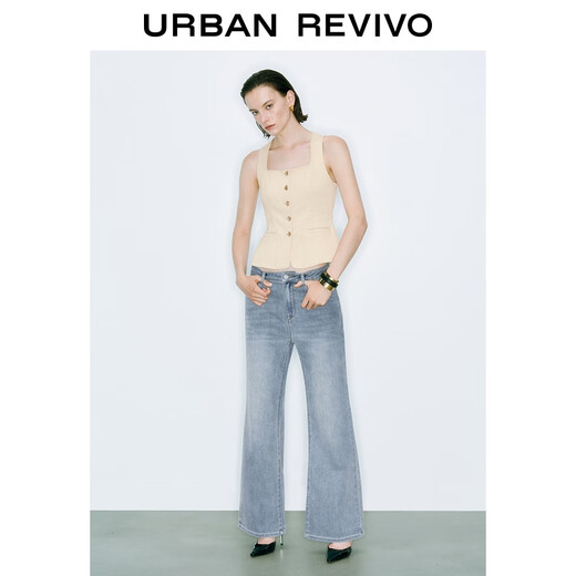 UR2025 Sommer Neue Frauenkleidung Retro Waschkatze Whisker Mahlen weiße Jeanshosen UWM850130 Hellblau 26