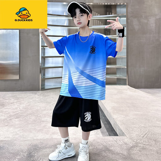 G.Duckkids ropa para niños Traje de verano de verano Mid-Large Uniformes de baloncesto infantil de verano Fútbol de fútbol badminton Uniformes de tenis Velocidad de ejercicio 9905 rojo (código positivo) 120
