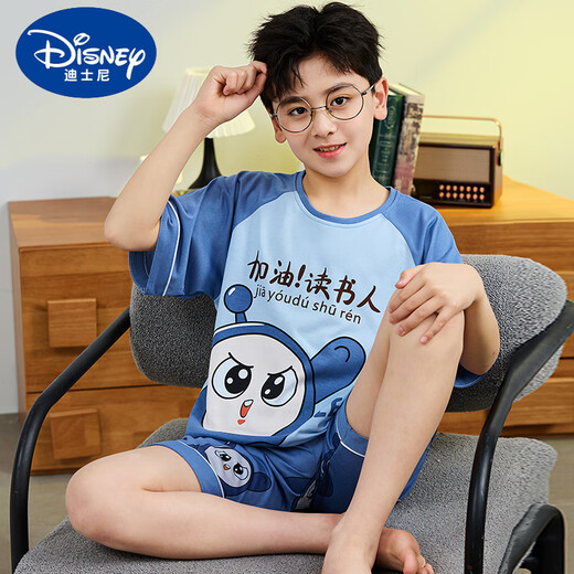 Yihou Children's Pure Cotton Boy Pajamas Summer Short Sleeve Egg Cartoon Handsome Little Boy Set Thin Home Clothing Big Children 6636# 170 12 size Height (120-130cm)