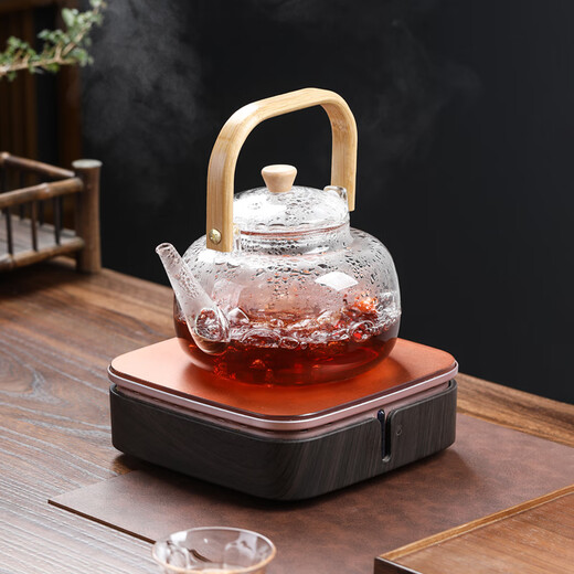 SUSHI CERAMICS teapot thickened high borosilicate glass teapot flower teapot wooden handle teapot 1000ml