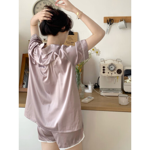 冉旻纯睡衣女夏季冰丝薄款短袖2024年新款网红感休闲家居服夏天套装 #YX-3937 M 【75-98】斤