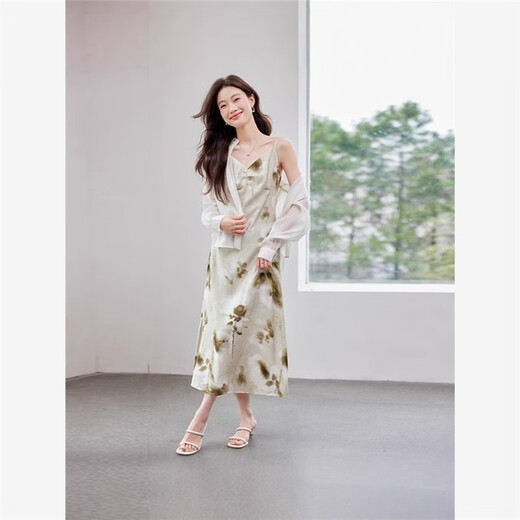 姒桀上海恩迪服饰    东莞市韩朵羿服饰吊带连衣裙女中长款气质印花年 9933白色防晒衬衫+9923黄色连衣 S