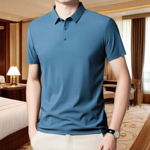 TTPMER夏季男士弹力冰丝POLO衫短袖T恤潮 12358深灰 M 建议80-105斤