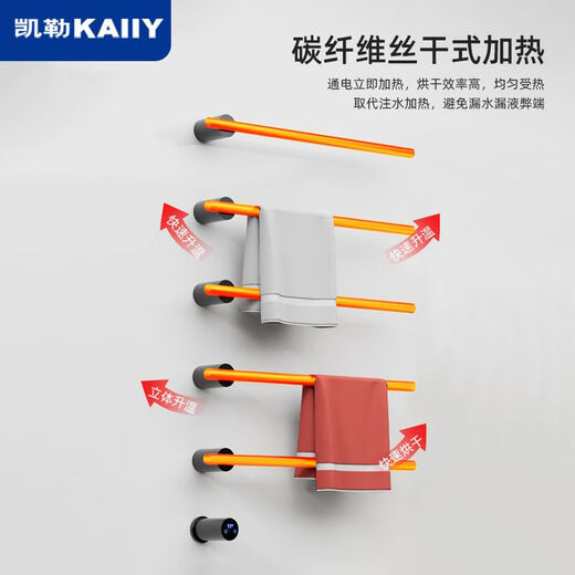 Keller All Copper Electric Toilel Rack Smart Smart Rack Baño de toallas de secado de calefacción oculta Crossbar - 5 Varilla - White - con Wifi (DR9888-5W