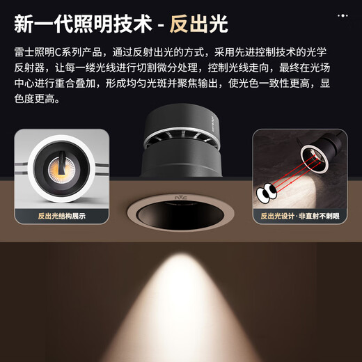 Taixlon Lighting Spectrum complet LED Downlight Spotlight Spotlight Spotlight Momening Washing Washing Light Future Light Light Black Cup 7W chaud blanc Light Ra9855