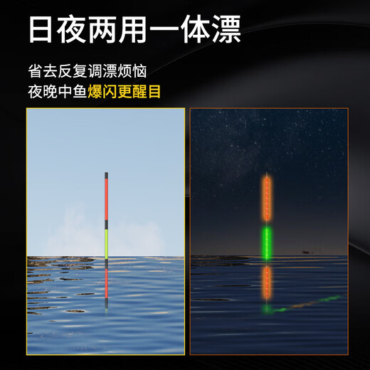 六鱼LED咬钩变色爆闪电子浮漂醒目夜光漂日夜两用鱼漂垂钓用品配件 NR4122S-Y5/吃铅2.2g-休闲综合钓