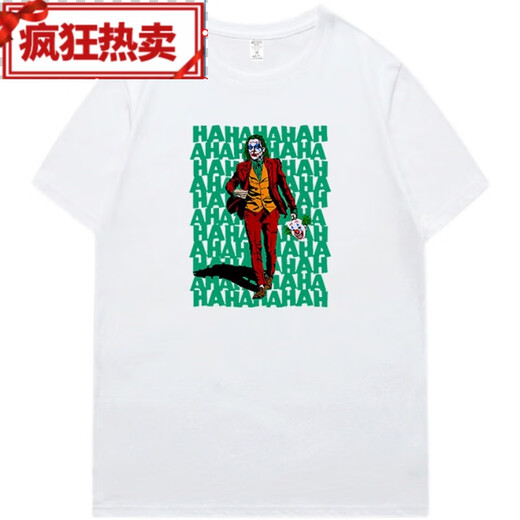 Heath Ledger Joker Short-sleeved T-shirt Joker Jointly Branded Dark Knight Batman Clothes Movie Peripheral Print F693 White Clown XS (75-95Jin [Jin equals 0.5 kg])