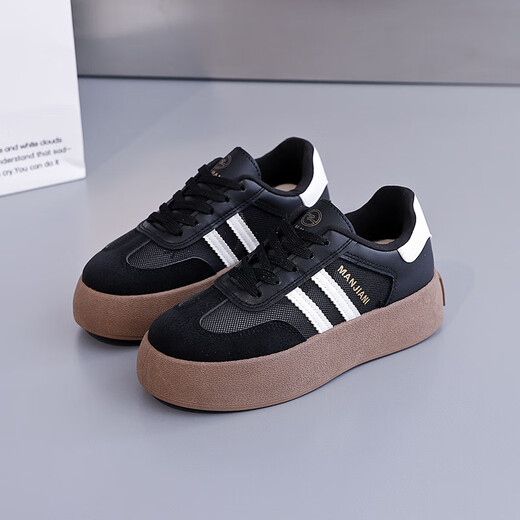 Woodpecker thick-soled mesh breathable German training shoes for women 2025 new summer retro niche height-enhancing shoes versatile board shoes beige 36