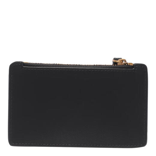 Pinkopinko Frauen schwarzer Reißverschluss Kartenbeutel Slot Außen Design Brieftasche schwarz Tu