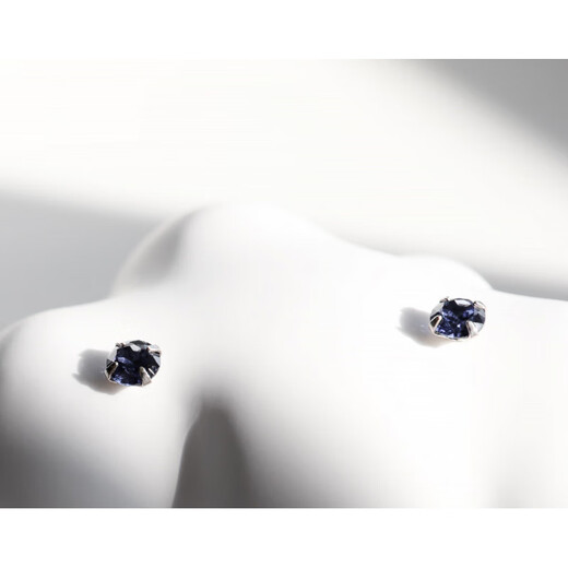 DL 1998 Fat Donglai same style tanzanite earrings natural 3mm sapphire London blue topaz mini silver earrings for women Tanzanite blue 3mm丨silver pair