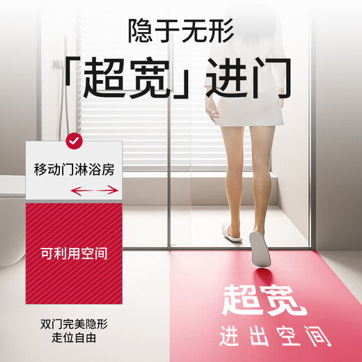 心海伽蓝（SHKL）不锈钢一字型淋浴房极简风淋浴隔断卫生间单移门干湿分离玻璃门2U 8MM黑色799/平方【带缓冲】