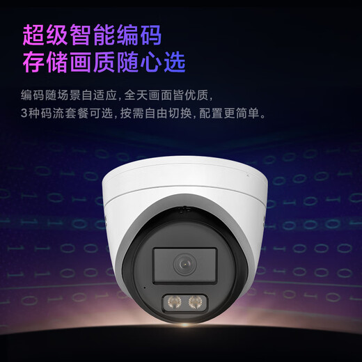 HIKVISION海康威视网络监控摄像头400万超高清公司室内室外手机远程全彩AI人车侦测POE半球HK-E2P4L-P 2.8MM