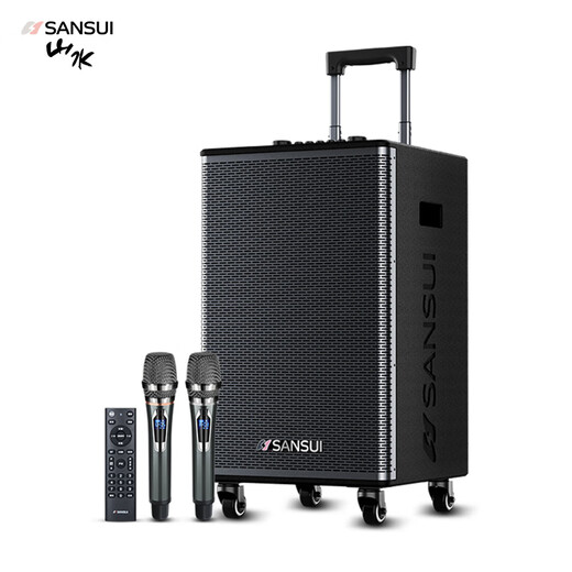 SANSUI E08 singing audio outdoor K-song trolley speaker performance high-volume Bluetooth mobile audio high-power singing outdoor KTV performance stage dual microphones