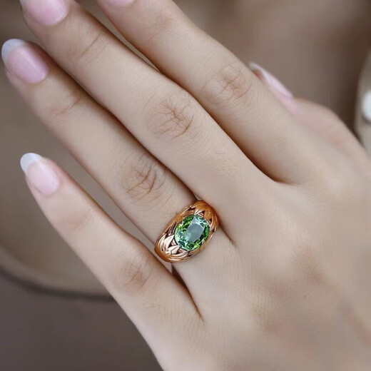 HEEKAIYI emerald green gemstone ring for women 18k gold diamond ring Chinese Valentine's Day birthday gift for wife Selected 4.2 carat green tourmaline ring
