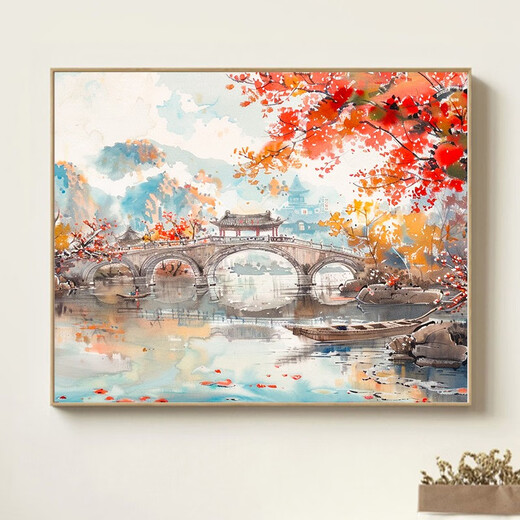 JPHZNB中式风景数字diy手填色感油彩涂色填充 X9740 4050套餐+精品外框四色可选