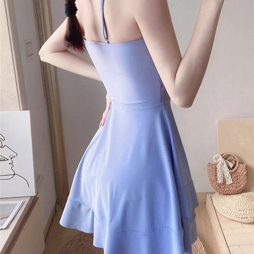 Jin Bingsheng swimsuit women's summer sexy one-piece fairy swimsuit covering belly and slimming seaside vacation sun protection suit large size swimsuit blue and purple swimsuit cover-up + swimsuit + bottoms one size fits all recommended 75-120 Jin Jin is equal to 0.5 kg