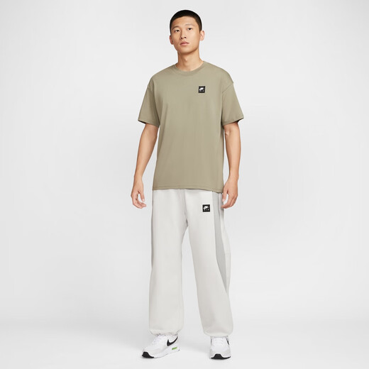 
Nike men's loose T-shirt for autumn new cotton knitted soft and comfortable official NIKE AIR HQ9249 320 light green gray XS