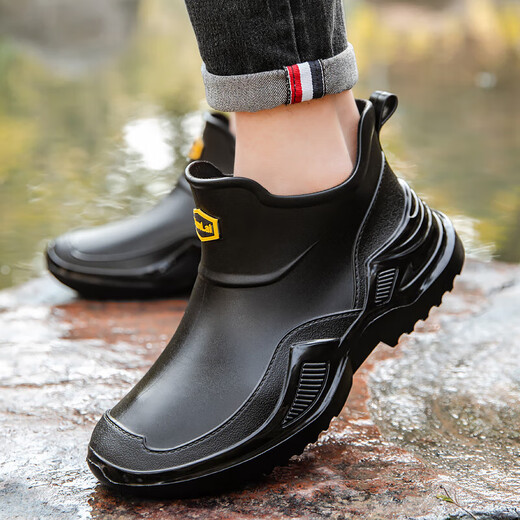 Bottes de pluie à tube court d'été pour hommes non glissés résistants aux bottes de pluie à toit bas des chaussures en caoutchouc Chaussures étanches de carrosseries